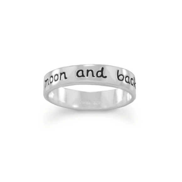 ♥️ LOVE YOU TOO THE MOON STERLING SILVER RING - Picture 2 of 5